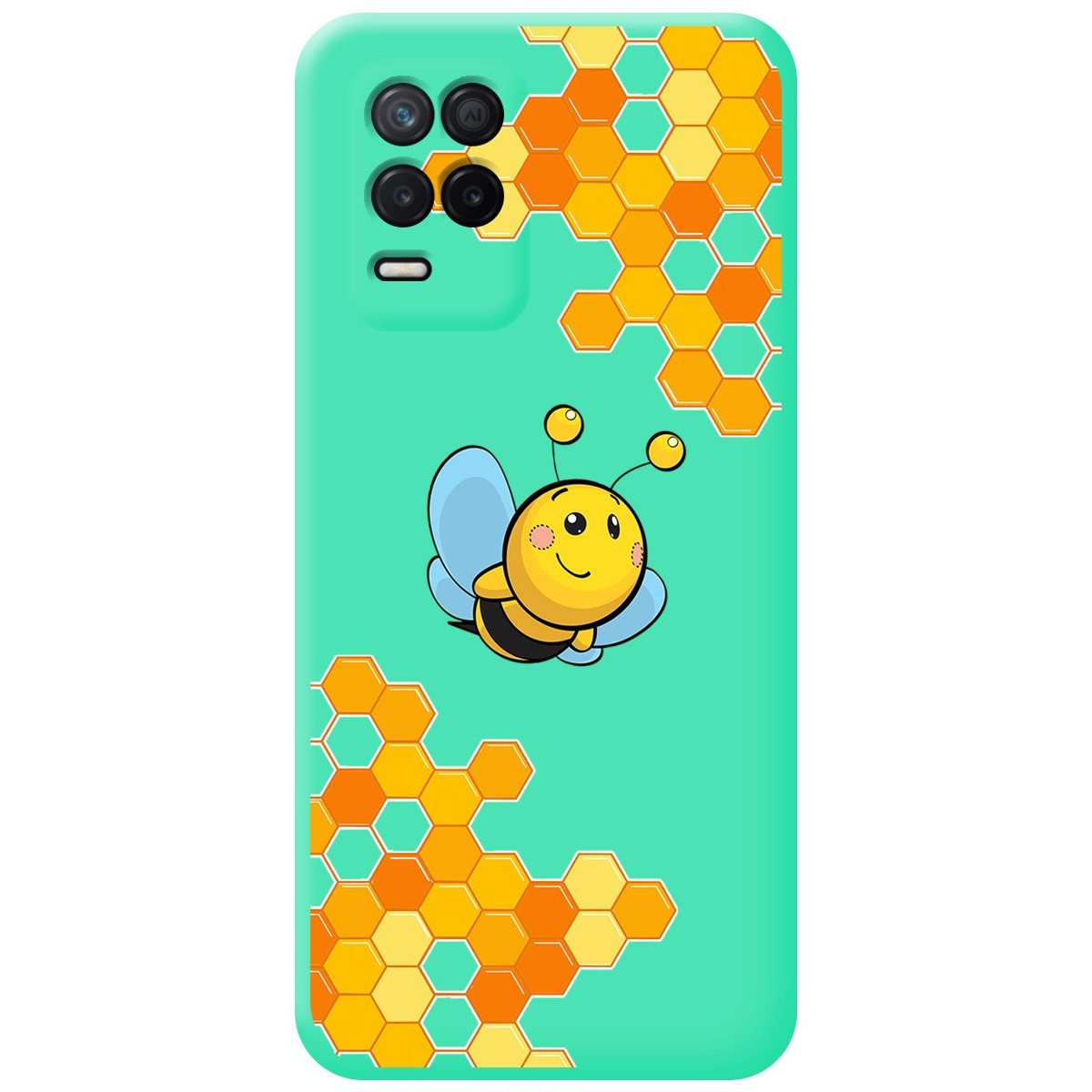 Funda Silicona Líquida Verde para Realme 8 5G / Narzo 30 5G diseño Abeja Dibujos