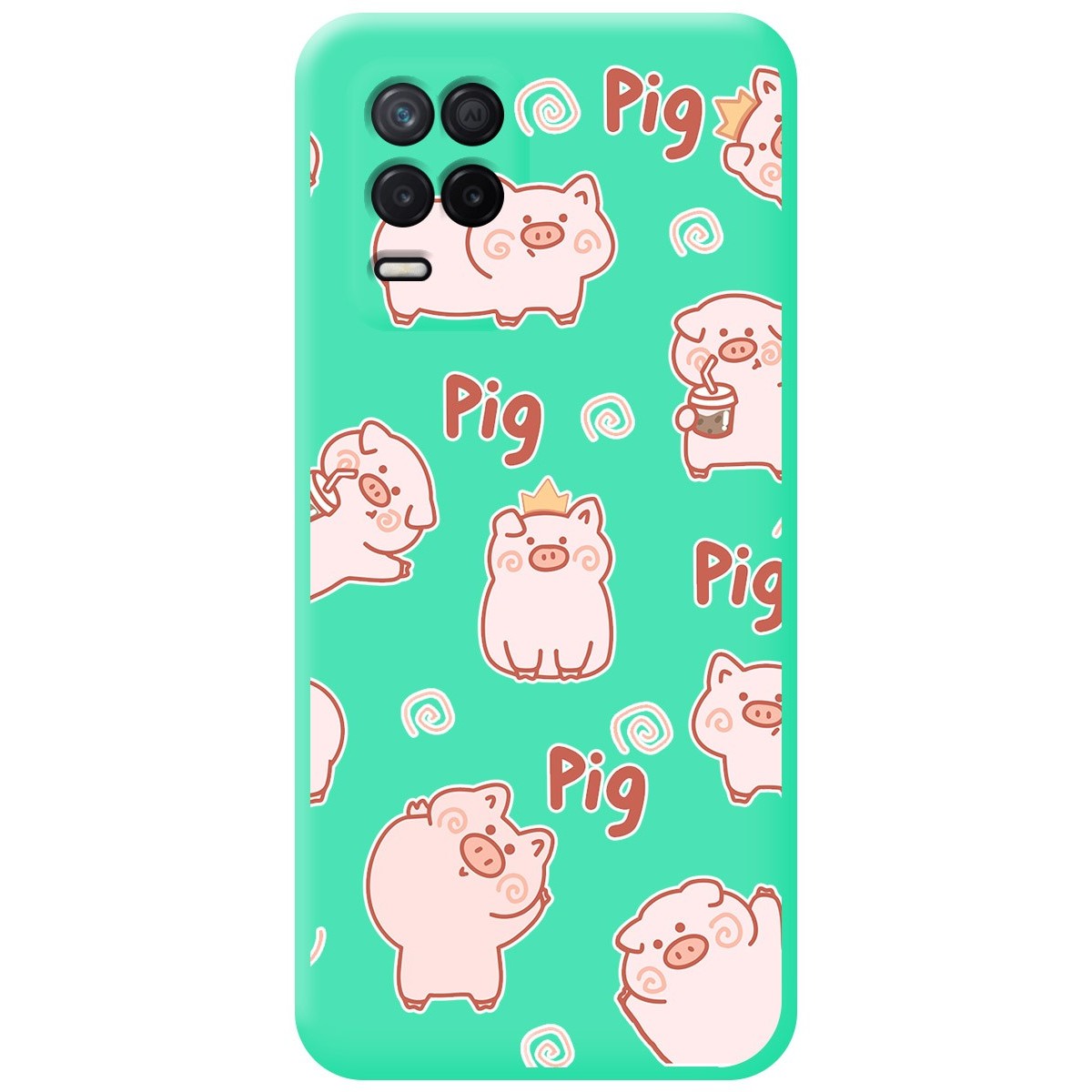 Funda Silicona Líquida Verde para Realme 8 5G / Narzo 30 5G diseño Cerdos Dibujos