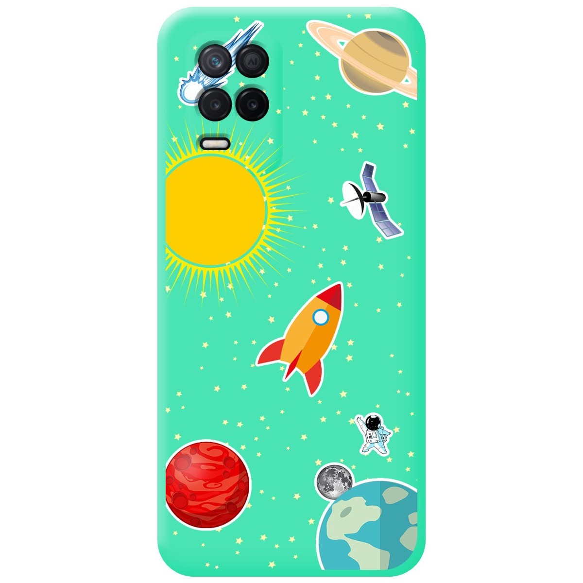 Funda Silicona Líquida Verde para Realme 8 5G / Narzo 30 5G diseño Espacio Dibujos