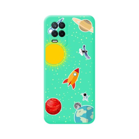 Funda Silicona Líquida Verde para Realme 8 5G / Narzo 30 5G diseño Espacio Dibujos