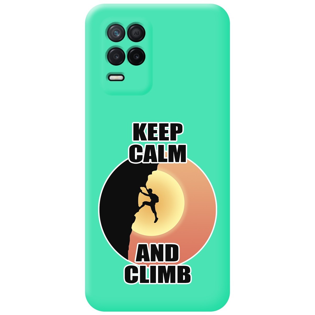 Funda Silicona Líquida Verde para Realme 8 5G / Narzo 30 5G diseño Hombre Escalada Dibujos