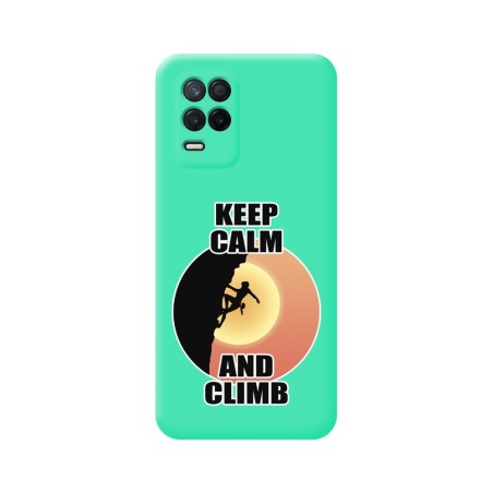 Funda Silicona Líquida Verde para Realme 8 5G / Narzo 30 5G diseño Mujer Escalada Dibujos