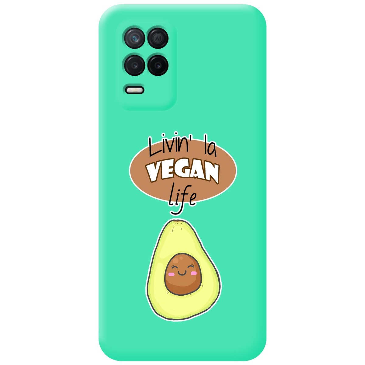 Funda Silicona Líquida Verde para Realme 8 5G / Narzo 30 5G diseño Vegan Life Dibujos