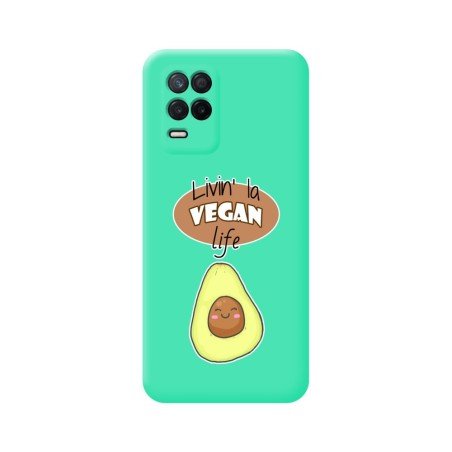 Funda Silicona Líquida Verde para Realme 8 5G / Narzo 30 5G diseño Vegan Life Dibujos