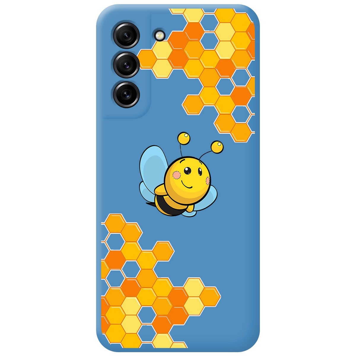 Funda Silicona Líquida Azul para Samsung Galaxy S21 FE 5G diseño Abeja Dibujos