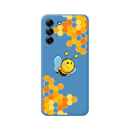 Funda Silicona Líquida Azul para Samsung Galaxy S21 FE 5G diseño Abeja Dibujos