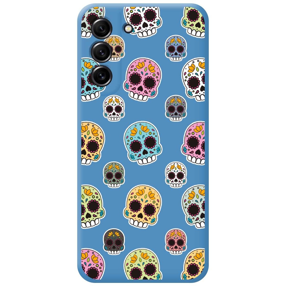 Funda Silicona Líquida Azul para Samsung Galaxy S21 FE 5G diseño Catrina Dibujos