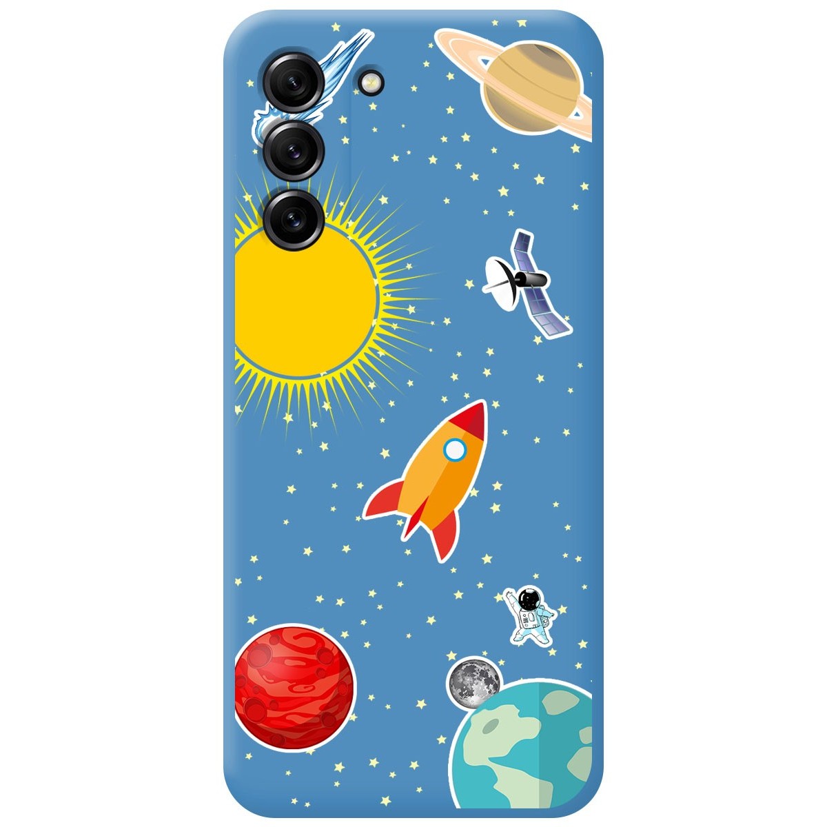 Funda Silicona Líquida Azul para Samsung Galaxy S21 FE 5G diseño Espacio Dibujos