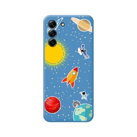 Funda Silicona Líquida Azul para Samsung Galaxy S21 FE 5G diseño Espacio Dibujos