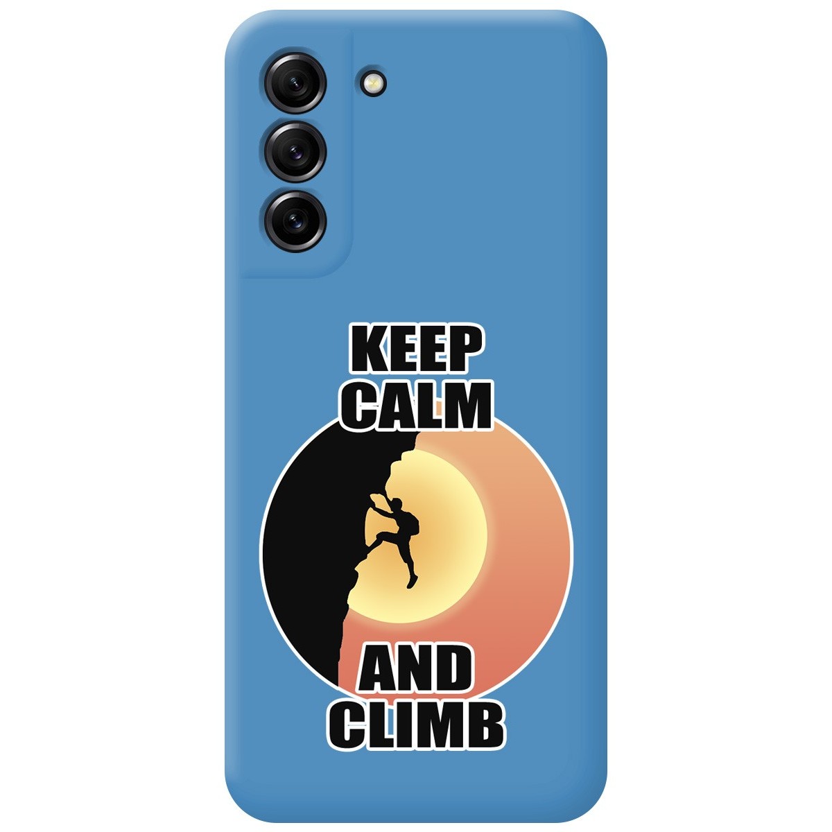 Funda Silicona Líquida Azul para Samsung Galaxy S21 FE 5G diseño Hombre Escalada Dibujos