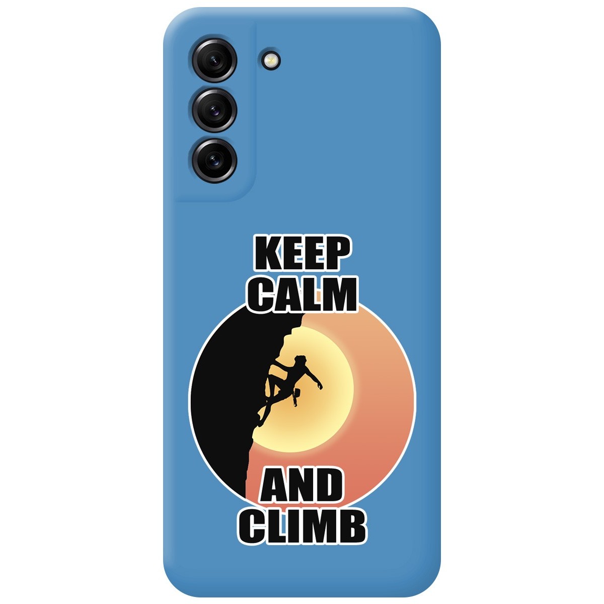 Funda Silicona Líquida Azul para Samsung Galaxy S21 FE 5G diseño Mujer Escalada Dibujos