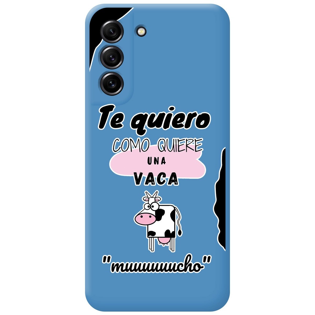 Funda Silicona Líquida Azul para Samsung Galaxy S21 FE 5G diseño Vaca Dibujos