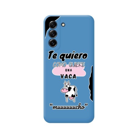 Funda Silicona Líquida Azul para Samsung Galaxy S21 FE 5G diseño Vaca Dibujos