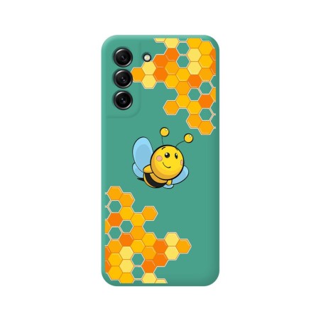 Funda Silicona Líquida Verde para Samsung Galaxy S21 FE 5G diseño Abeja Dibujos