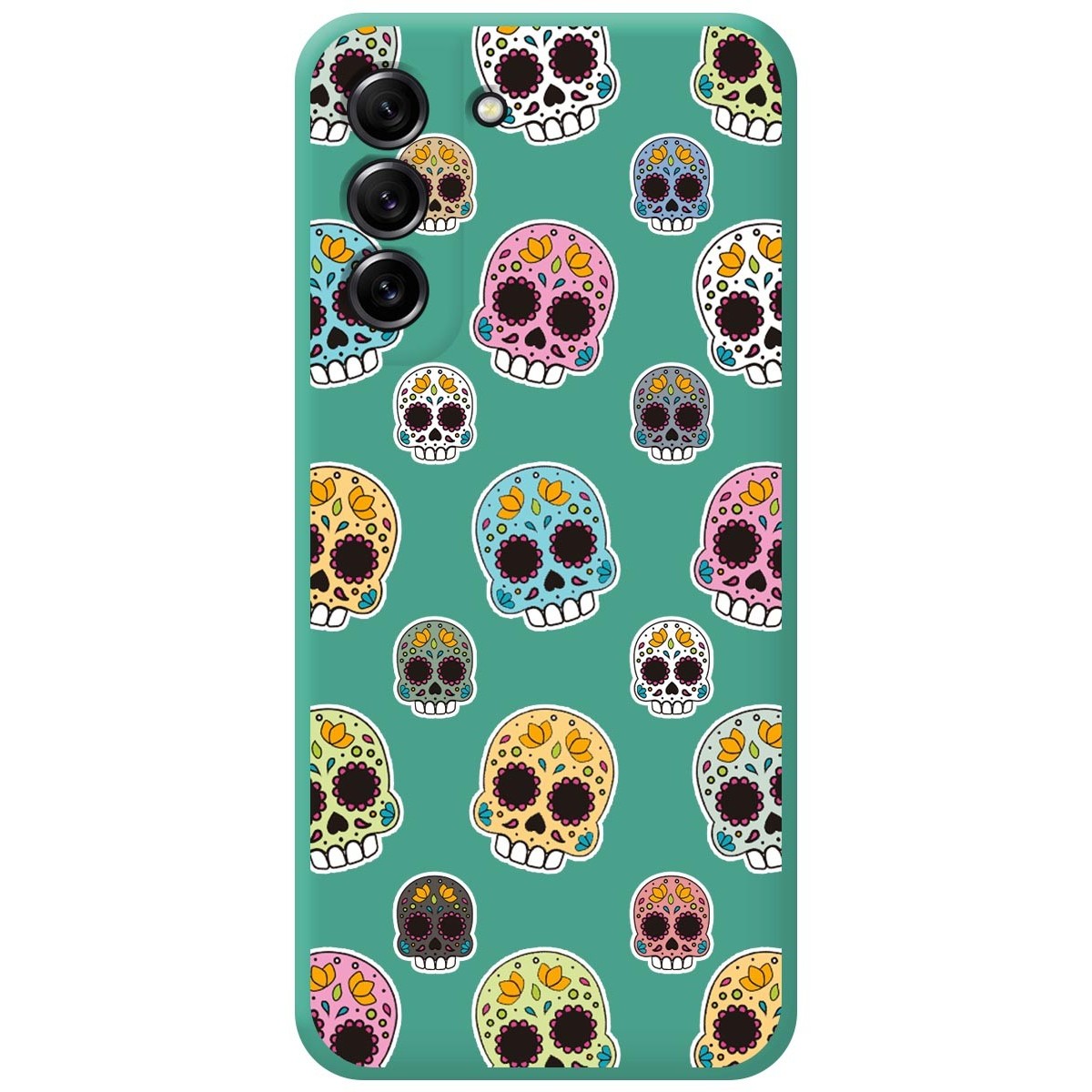 Funda Silicona Líquida Verde para Samsung Galaxy S21 FE 5G diseño Catrina Dibujos