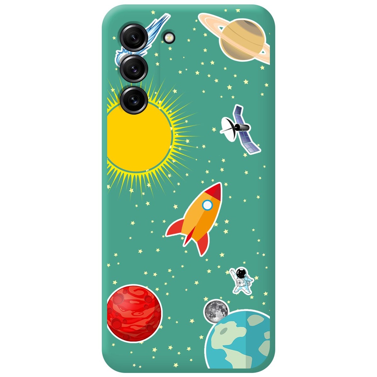 Funda Silicona Líquida Verde para Samsung Galaxy S21 FE 5G diseño Espacio Dibujos