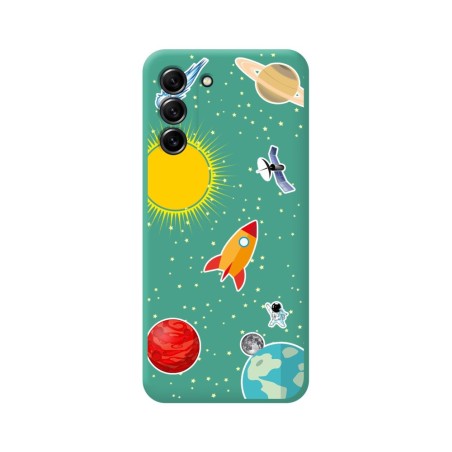 Funda Silicona Líquida Verde para Samsung Galaxy S21 FE 5G diseño Espacio Dibujos