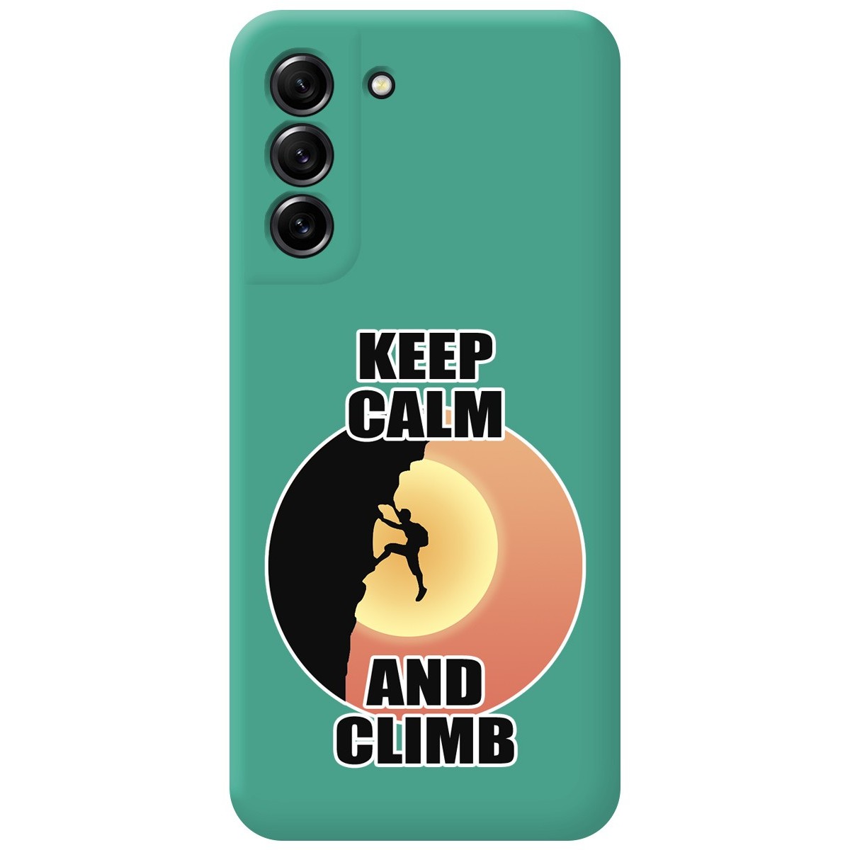 Funda Silicona Líquida Verde para Samsung Galaxy S21 FE 5G diseño Hombre Escalada Dibujos