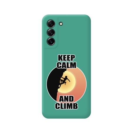 Funda Silicona Líquida Verde para Samsung Galaxy S21 FE 5G diseño Mujer Escalada Dibujos