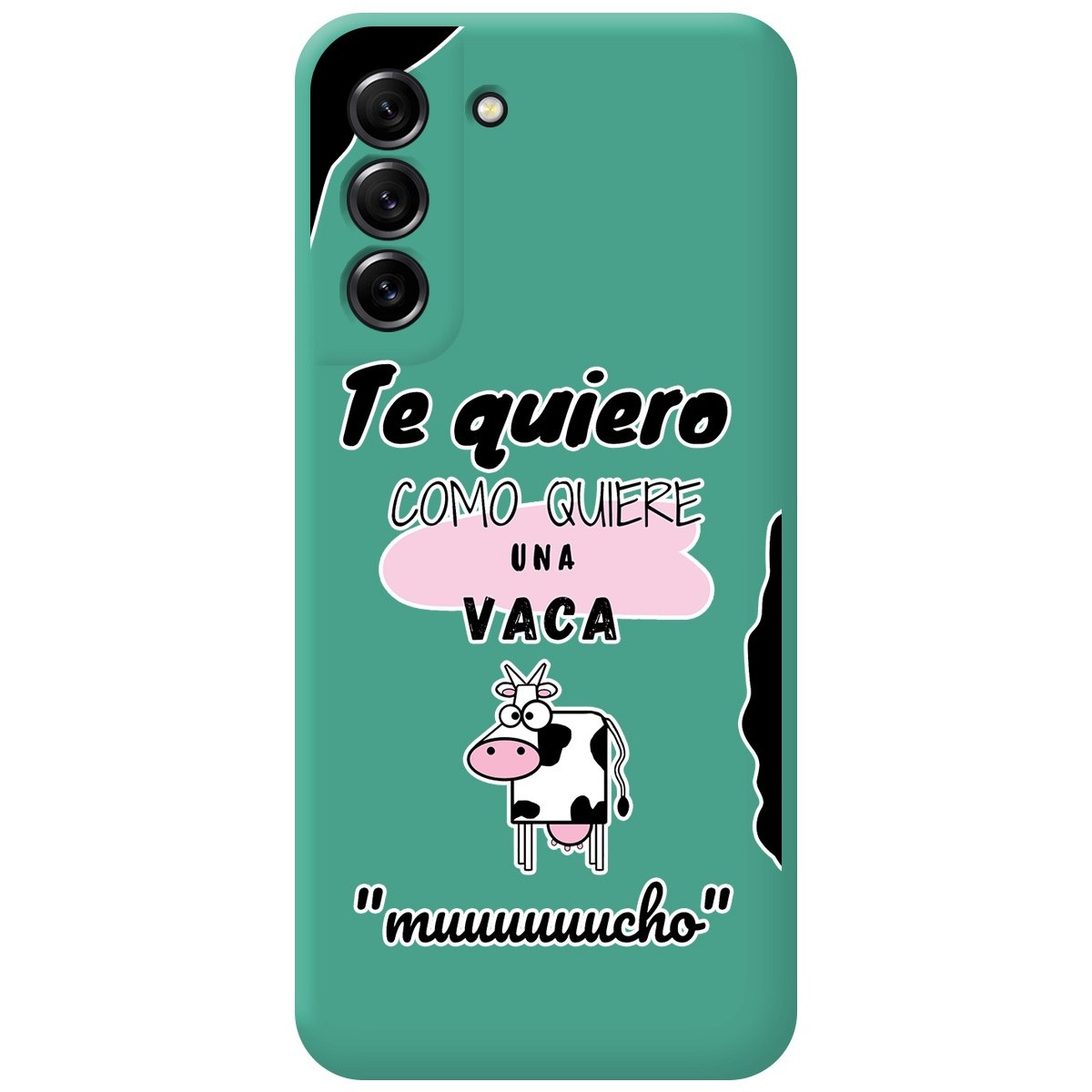 Funda Silicona Líquida Verde para Samsung Galaxy S21 FE 5G diseño Vaca Dibujos