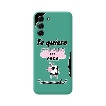 Funda Silicona Líquida Verde para Samsung Galaxy S21 FE 5G diseño Vaca Dibujos