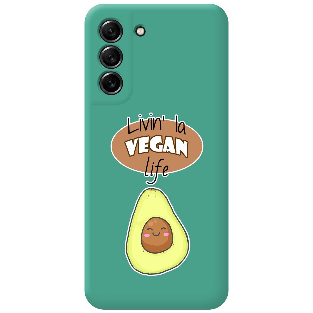 Funda Silicona Líquida Verde para Samsung Galaxy S21 FE 5G diseño Vegan Life Dibujos