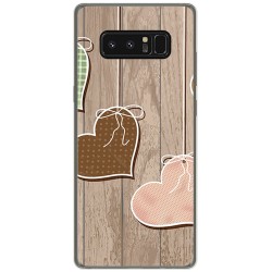 Funda Gel Tpu para Samsung Galaxy Note 8 Diseño Corazones Madera Dibujos
