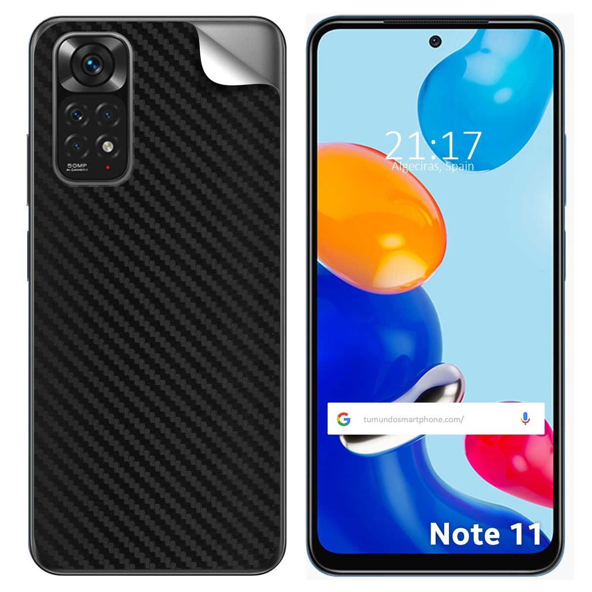 Pegatina Vinilo Autoadhesiva Textura Carbono para Xiaomi Redmi Note 11 / 11s