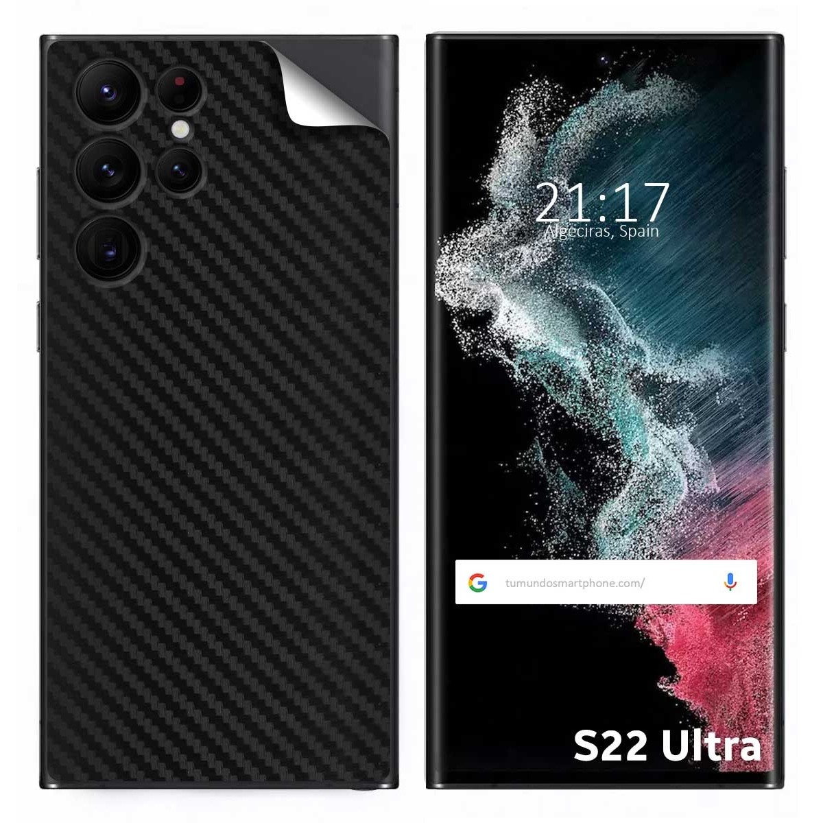 Pegatina Vinilo Autoadhesiva Textura Carbono para Samsung Galaxy S22 Ultra 5G