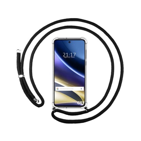 Funda Colgante Transparente para Motorola Moto G51 5G con Cordon Negro