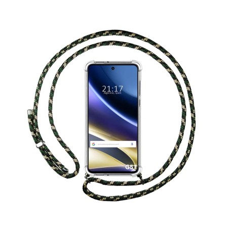 Funda Colgante Transparente para Motorola Moto G51 5G con Cordon Verde / Dorado