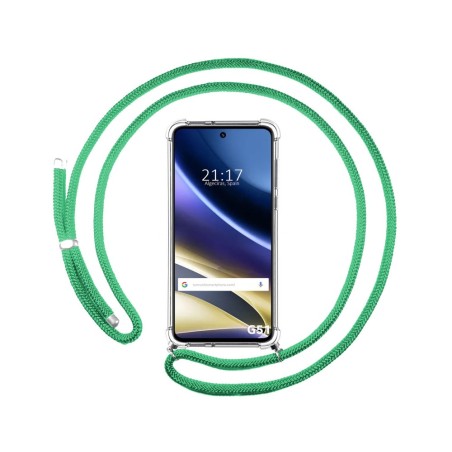 Funda Colgante Transparente para Motorola Moto G51 5G con Cordon Verde Agua