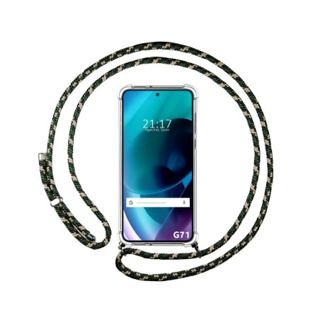 Funda Colgante Transparente para Motorola Moto G71 5G con Cordon Verde / Dorado