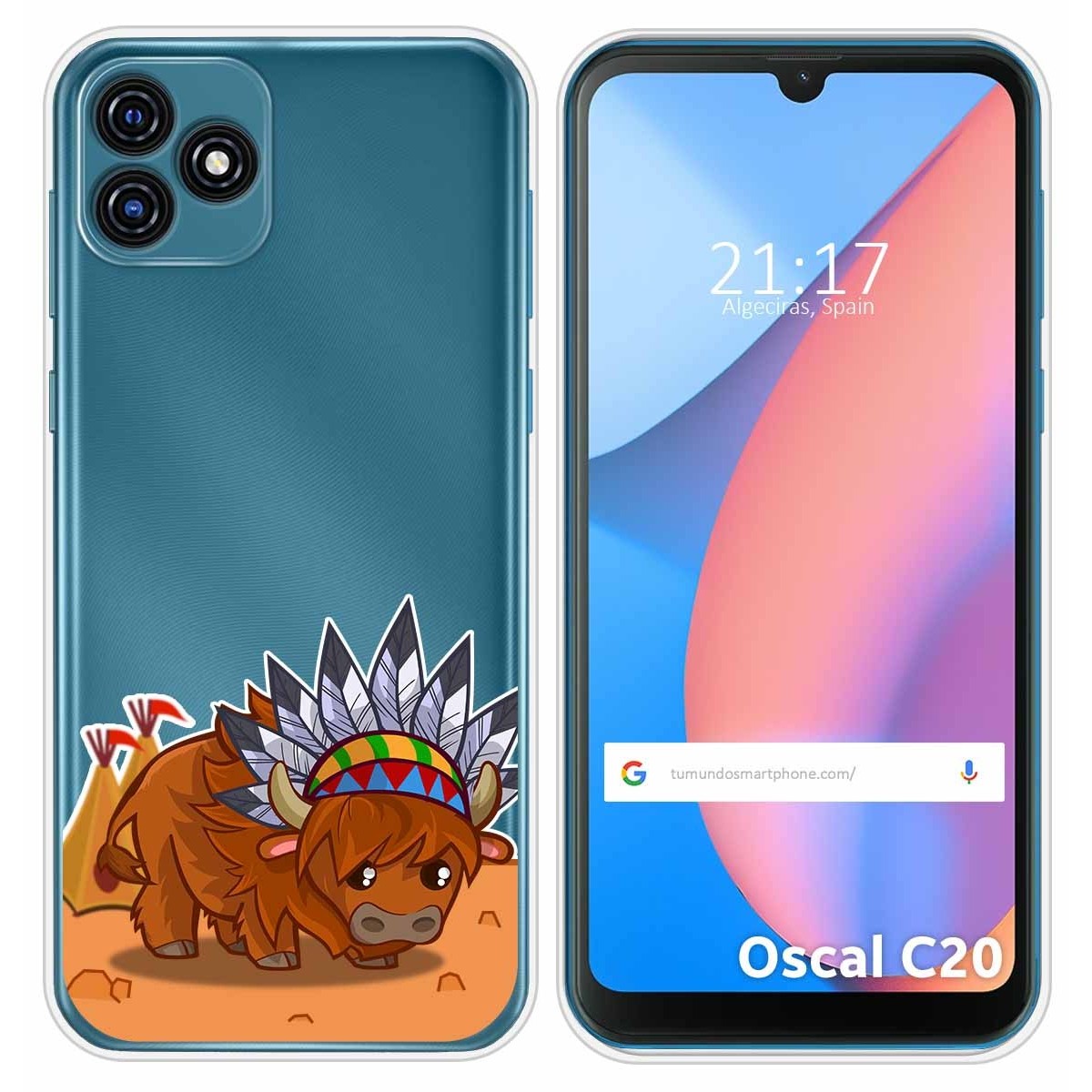 Funda Silicona Transparente para Blackview Oscal C20 / C20 Pro diseño Bufalo Dibujos