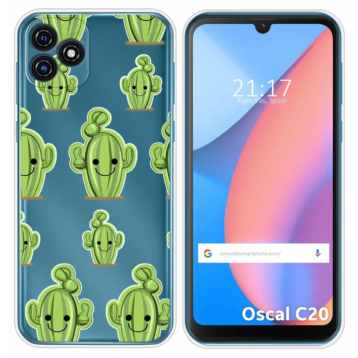 Funda Silicona Transparente para Blackview Oscal C20 / C20 Pro diseño Cactus Dibujos