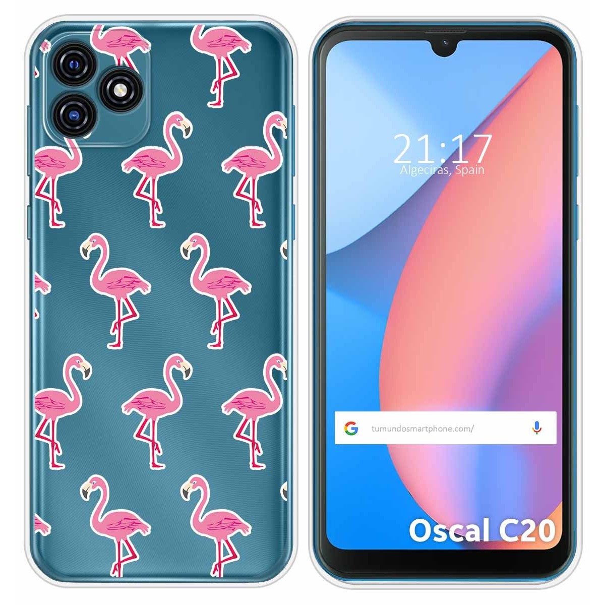 Funda Silicona Transparente para Blackview Oscal C20 / C20 Pro diseño Flamenco Dibujos