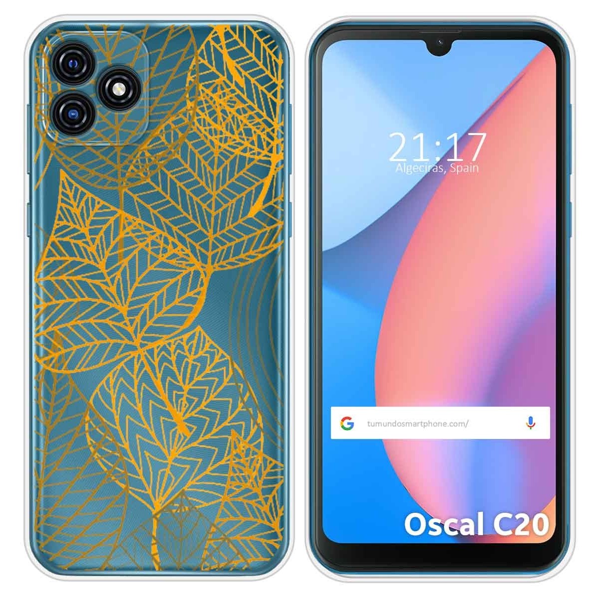 Funda Silicona Transparente para Blackview Oscal C20 / C20 Pro diseño Hojas Dibujos