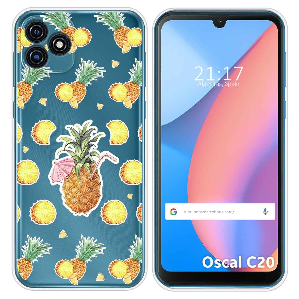 Funda Silicona Transparente para Blackview Oscal C20 / C20 Pro diseño Piña Dibujos