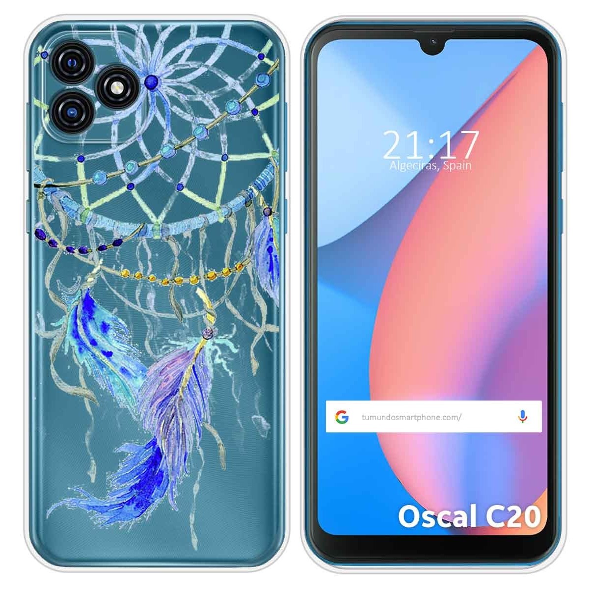 Funda Silicona Transparente para Blackview Oscal C20 / C20 Pro diseño Plumas Dibujos