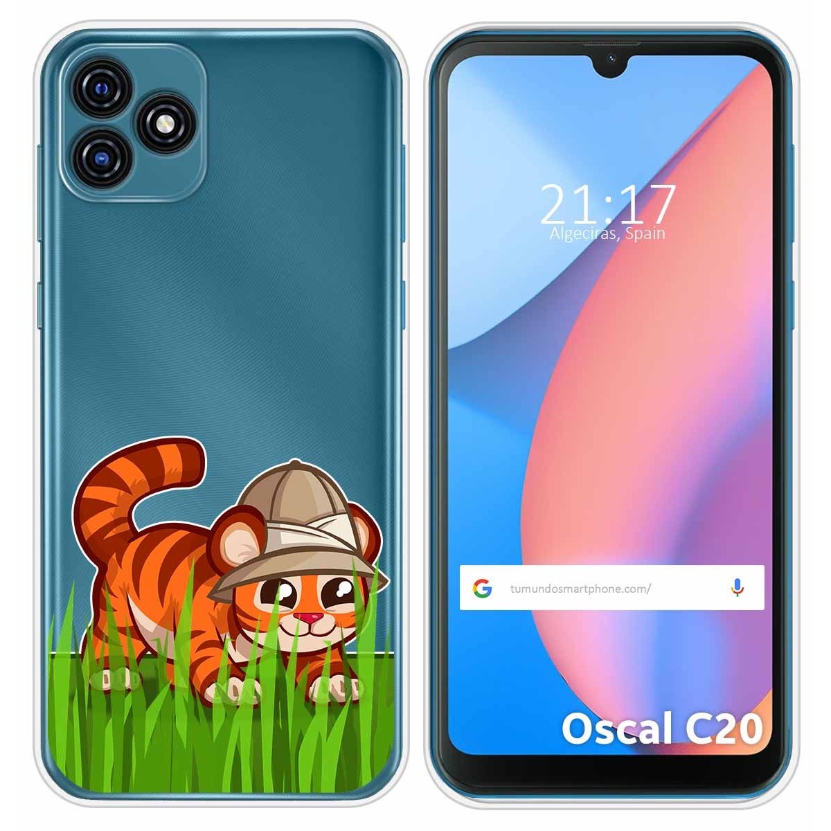Funda Silicona Transparente para Blackview Oscal C20 / C20 Pro diseño Tigre Dibujos