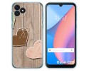 Funda Silicona para Blackview Oscal C20 / C20 Pro diseño Corazones Madera Dibujos