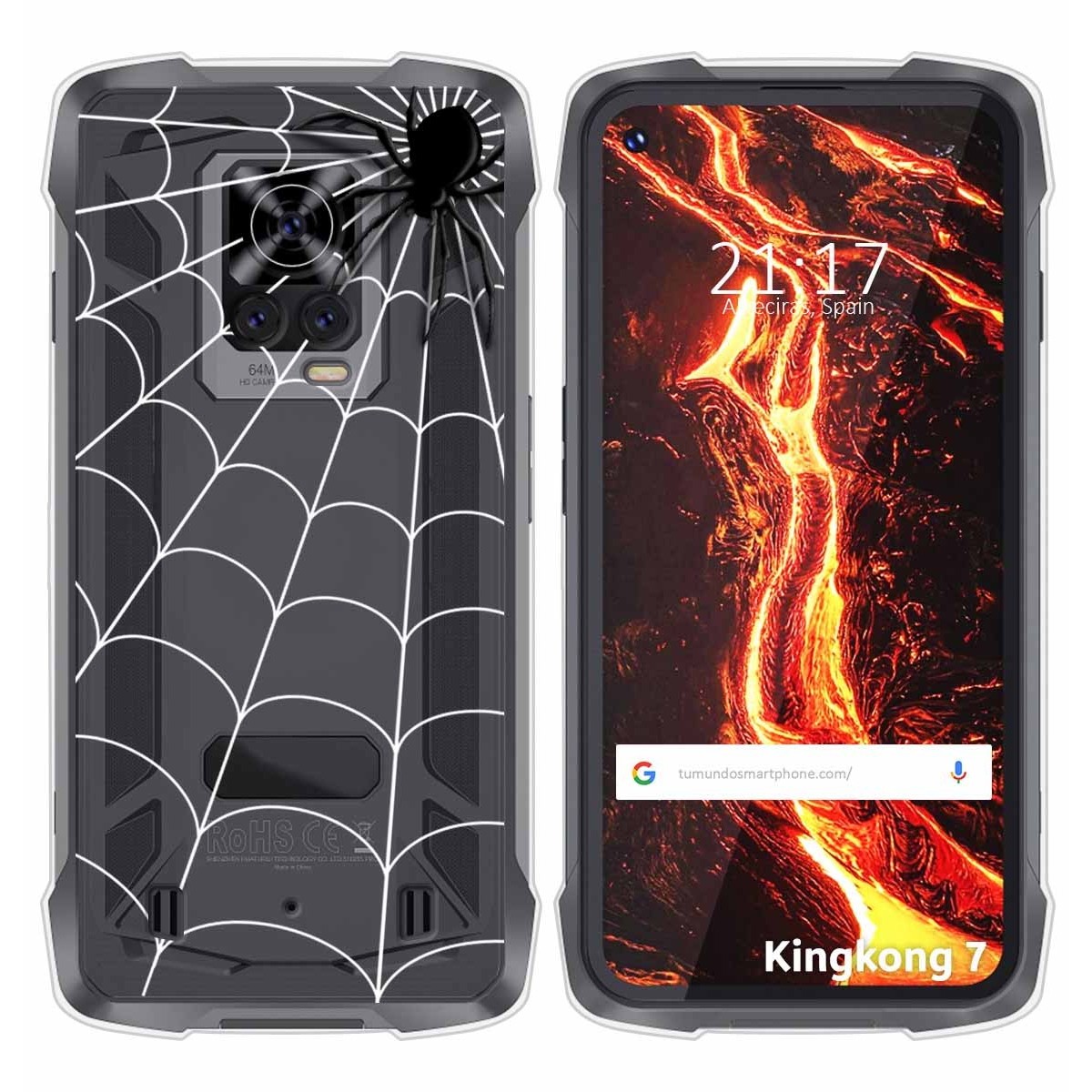 Funda Silicona Transparente para Cubot King Kong 7 diseño Araña Dibujos