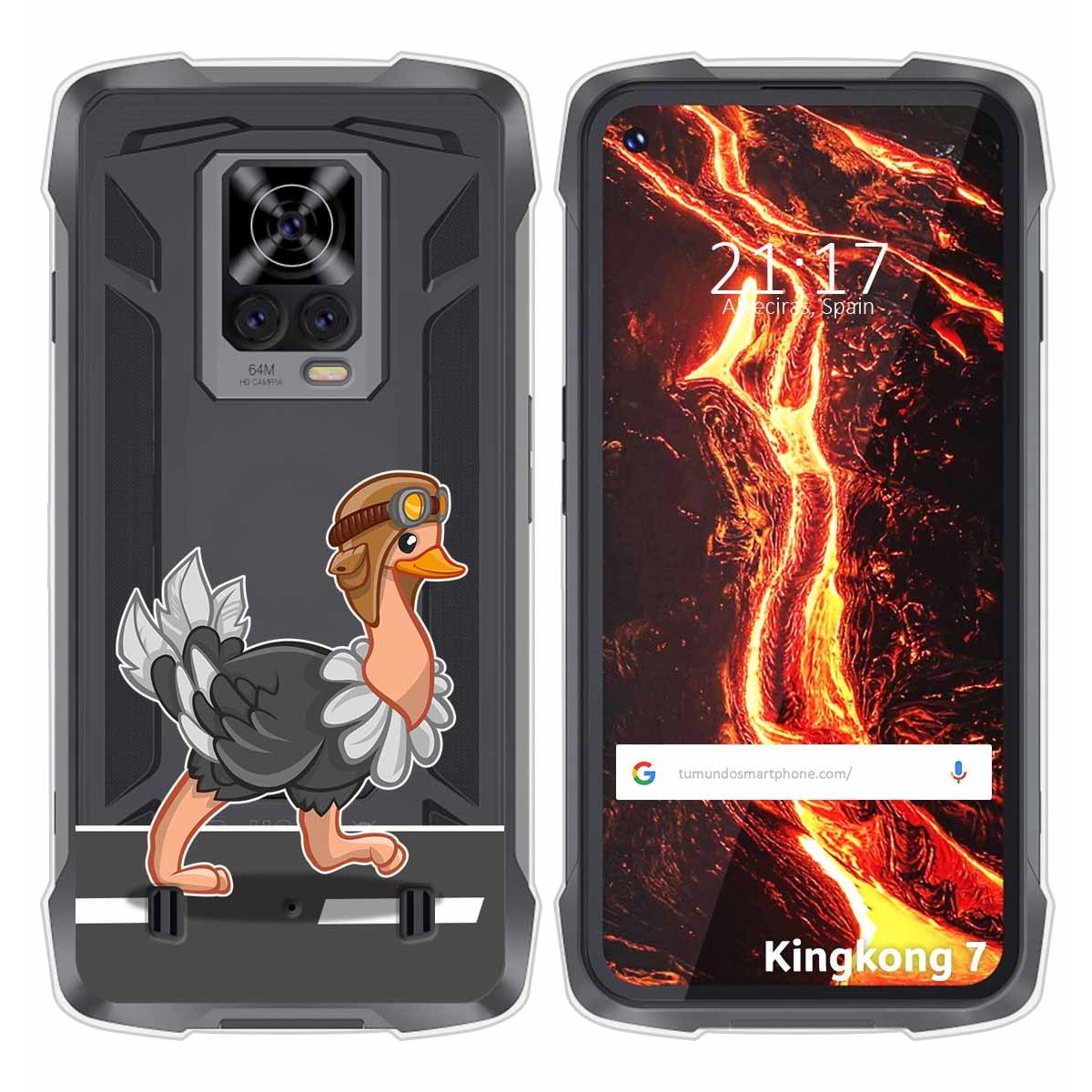 Funda Silicona Transparente para Cubot King Kong 7 diseño Avestruz Dibujos