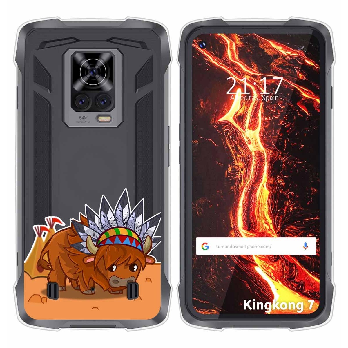 Funda Silicona Transparente para Cubot King Kong 7 diseño Bufalo Dibujos