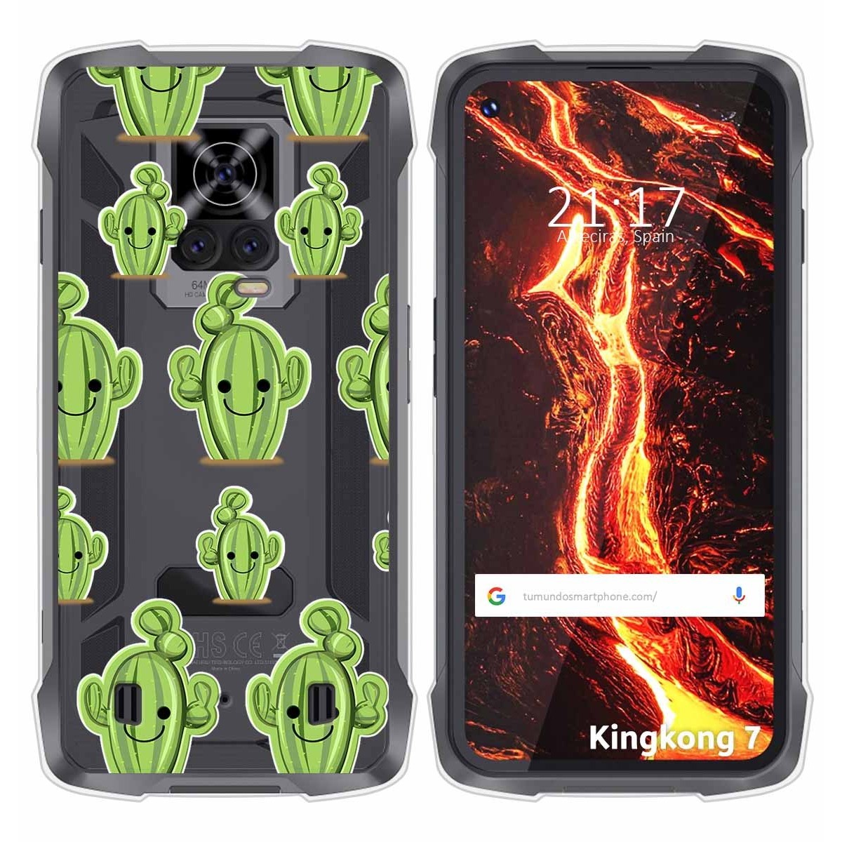 Funda Silicona Transparente para Cubot King Kong 7 diseño Cactus Dibujos