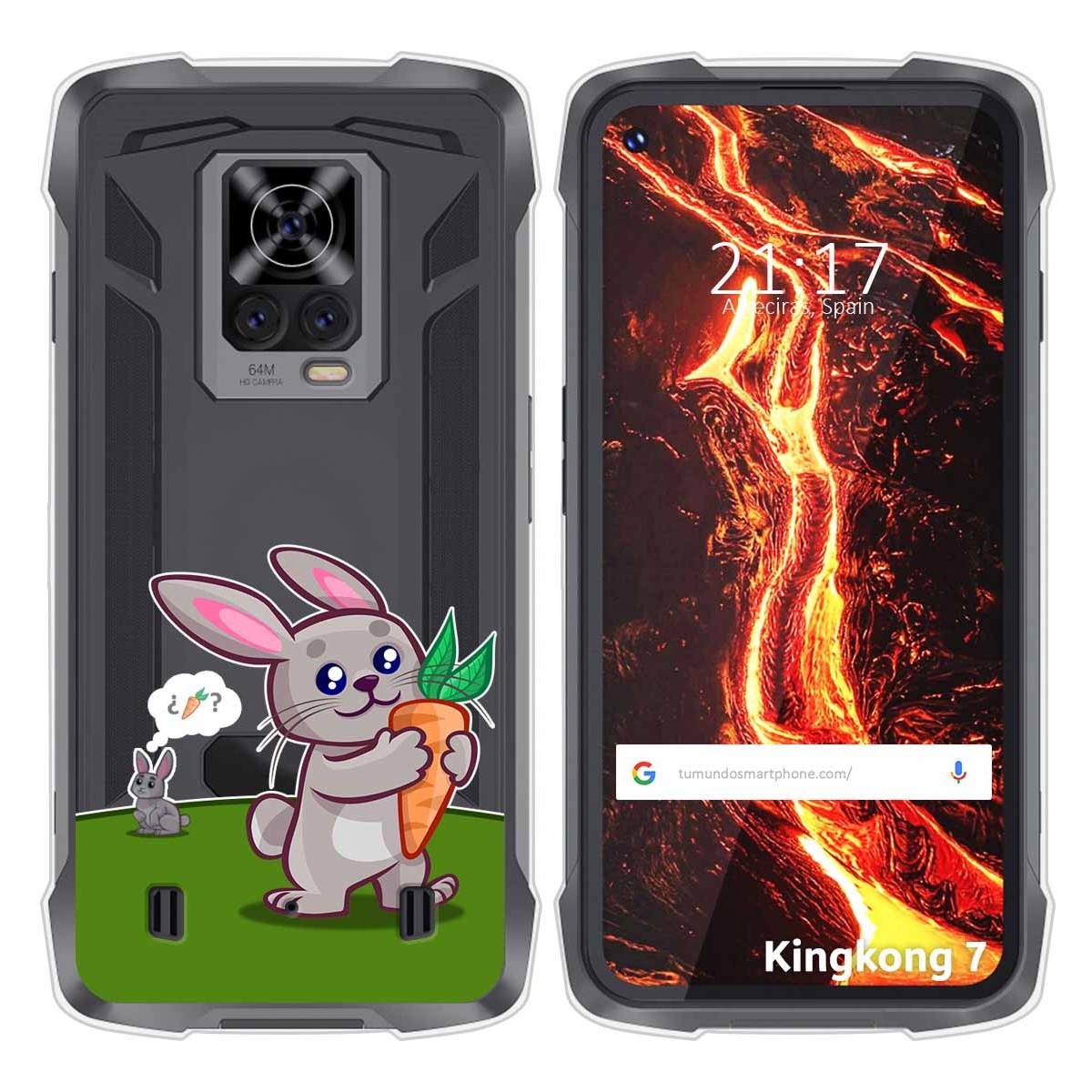 Funda Silicona Transparente para Cubot King Kong 7 diseño Conejo Dibujos