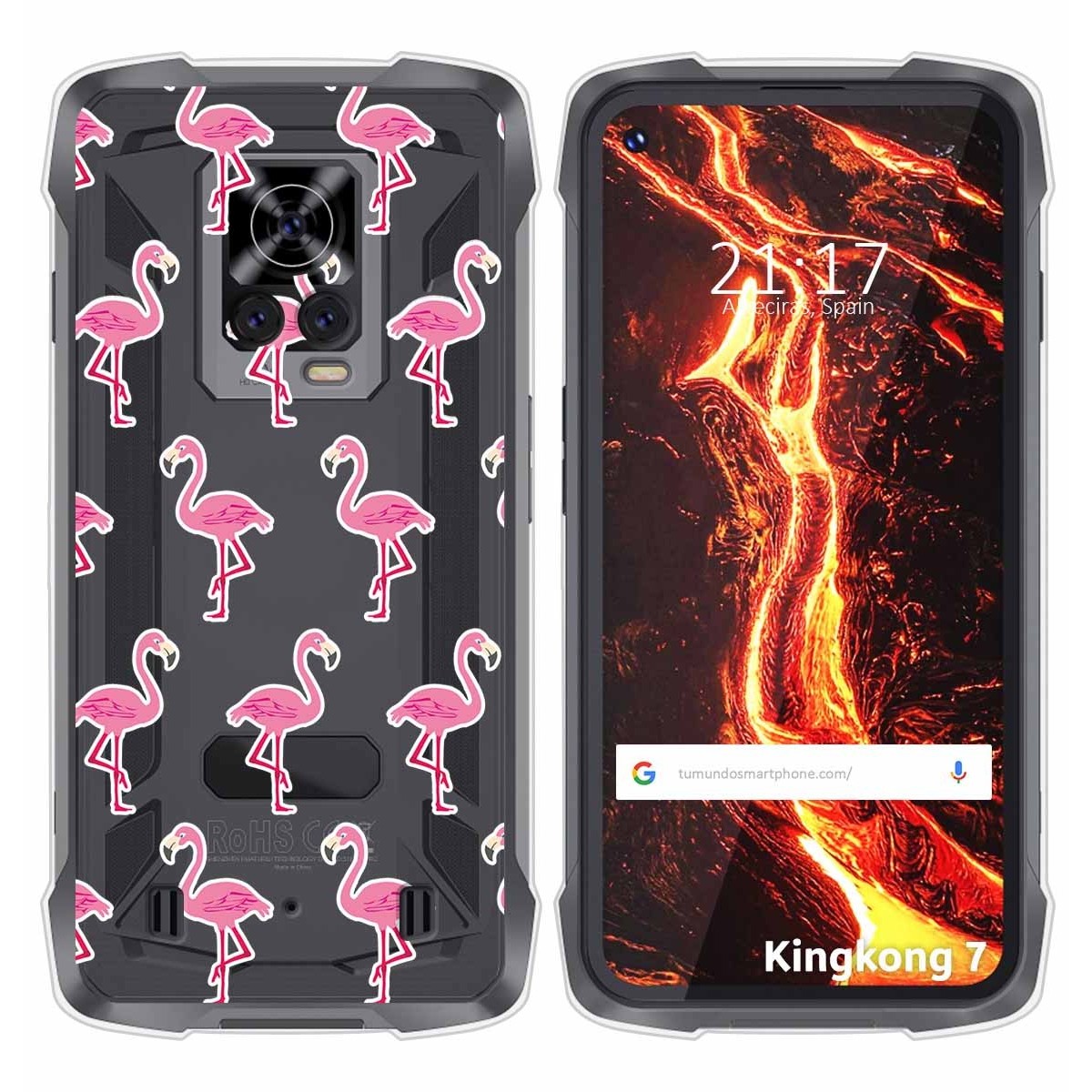 Funda Silicona Transparente para Cubot King Kong 7 diseño Flamenco Dibujos