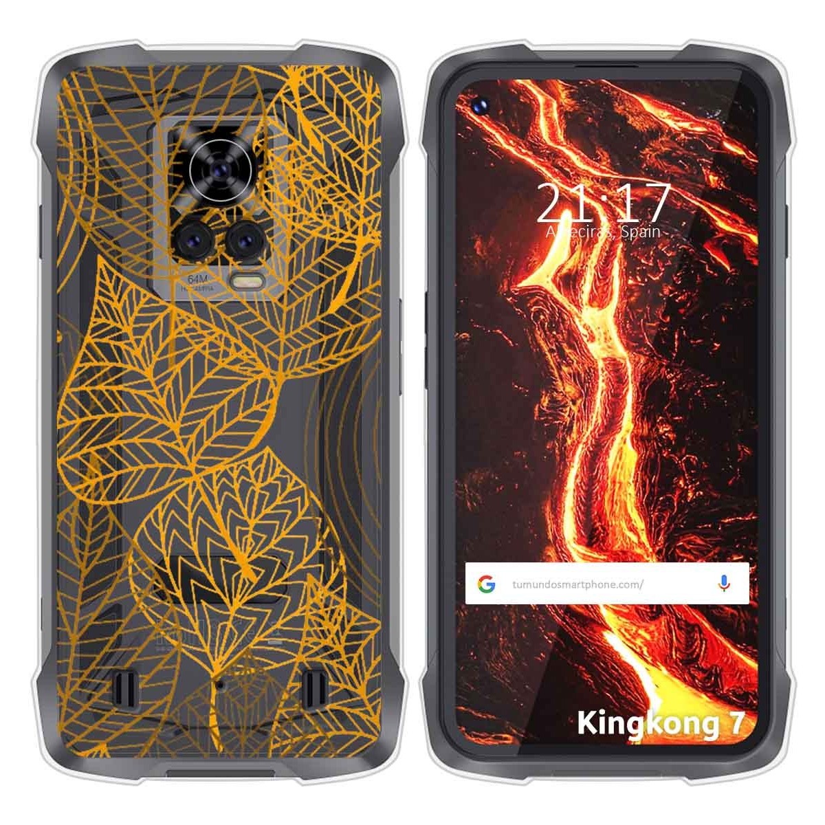 Funda Silicona Transparente para Cubot King Kong 7 diseño Hojas Dibujos