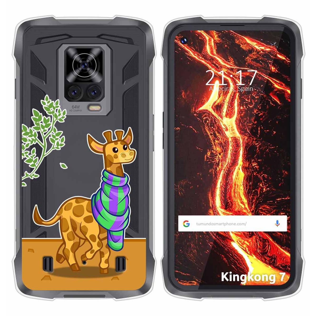 Funda Silicona Transparente para Cubot King Kong 7 diseño Jirafa Dibujos