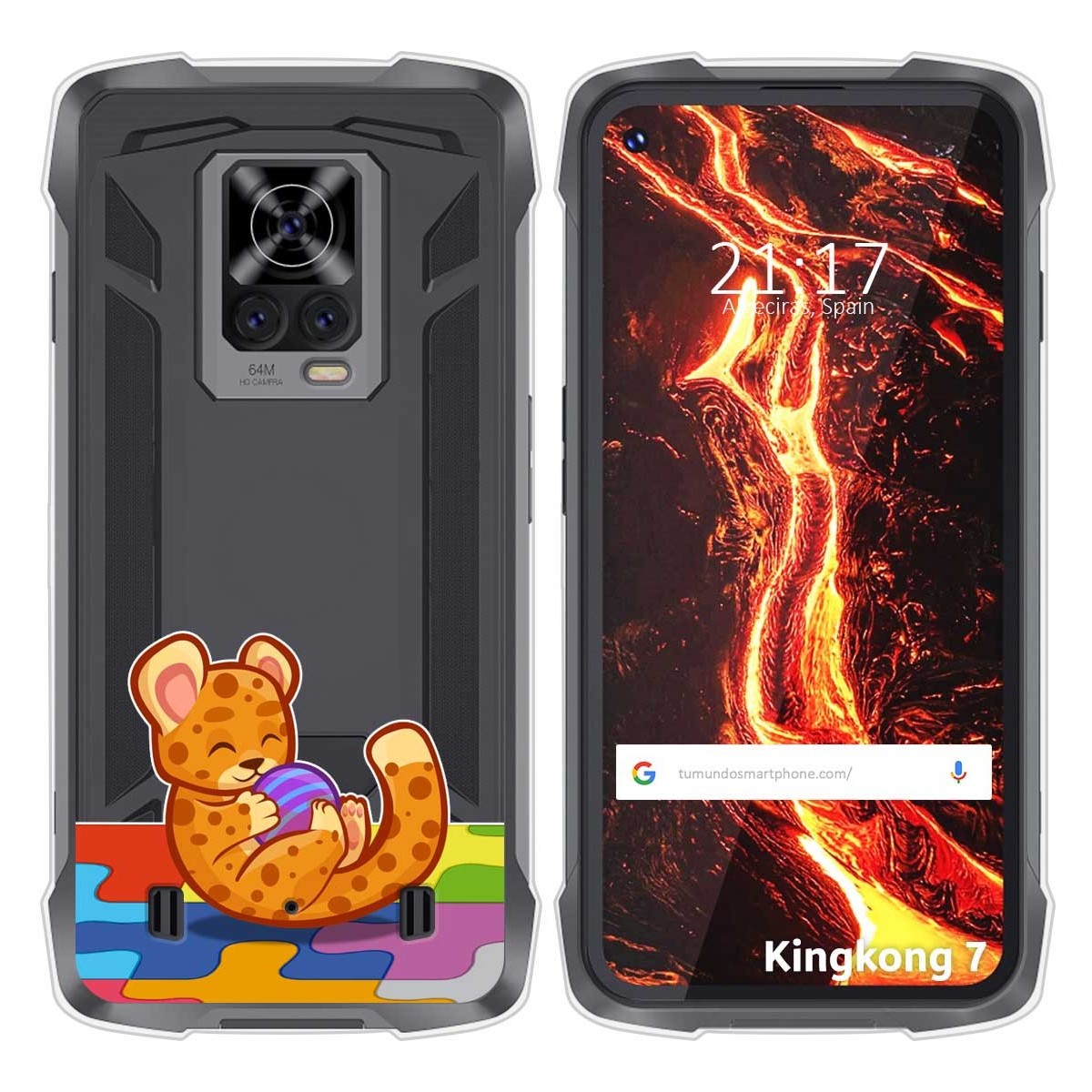 Funda Silicona Transparente para Cubot King Kong 7 diseño Leopardo Dibujos
